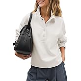 Fisoew Womens Casual Sweatshirt Long Sleeve Button Collared Loose Fit Fall Pullover Tops