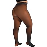 DORALLURE Plus Size Fleece Lined Tights Women, Skin Colored Winter Thermal Leggings Fake Translucent Warm Pantyhose