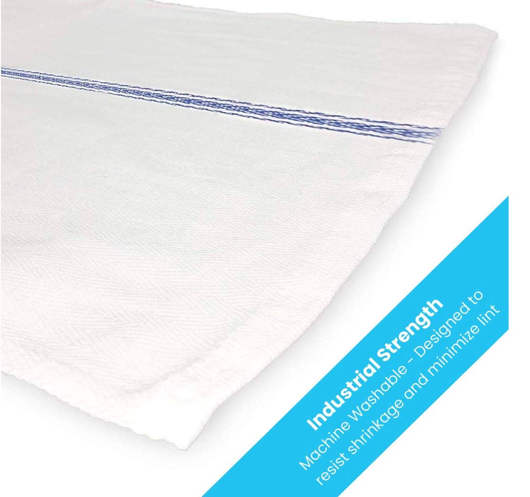 (15-Pack) - Zeppoli Classic White Kitchen Towels, 15-Pack 100% Natural Cotton Dish Towels, 36cm x 60cm Flour Sack Towels - Make Great Bar Towels