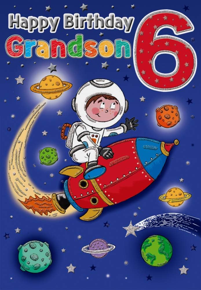 6th Rocket Spaceman Grandson ~ Birthday Card Age 6 – BigaMart