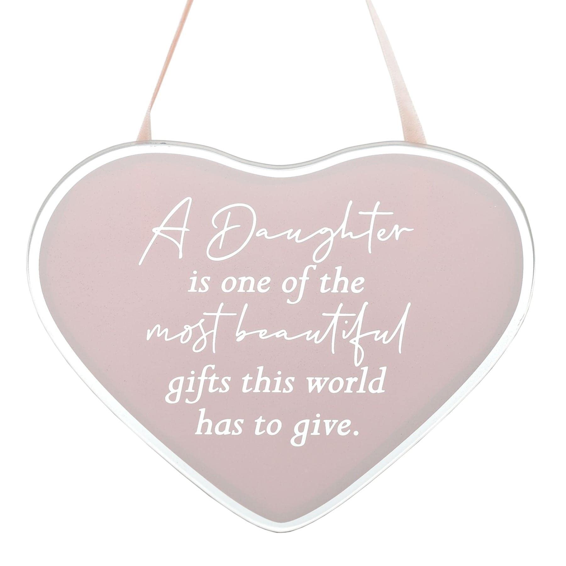 Reflections Pink Glass Heart Hanging Plaque - Daughter