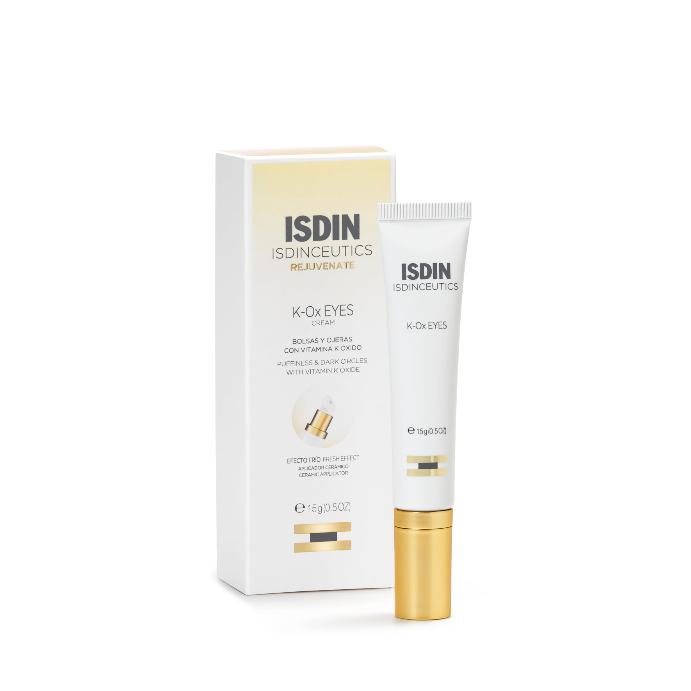 ISDIN Isdinceutics K-Ox Eyes - Under Eye Cream for Dark Circles & Bags - With Vitamin K Oxide - Cooling Ceramic Applicator, Reduces Puffiness, 15ml