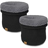 Vogium Unisex Kids Fleece-Lined Ribbed Thermal Knit Neck Warmer Gaiter | Dual Layer Winter Scarf Face Cover for Skiing Hiking