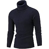 QZH.DUAO Men's Casual Slim Fit Turtleneck Pullover Sweaters Tops with Twist Patterned