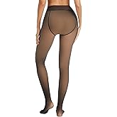 Ellareese Fleece Lined Leggings Thermal Tights for Women Translucent Winter Pantyhose for Women High Waist Warm Sheer Tights