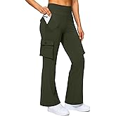 G Gradual Women's 6 Pockets High Waist Yoga Pants Stretch Cargo Flare Leggings for Fitness, Travel, Casual Wear