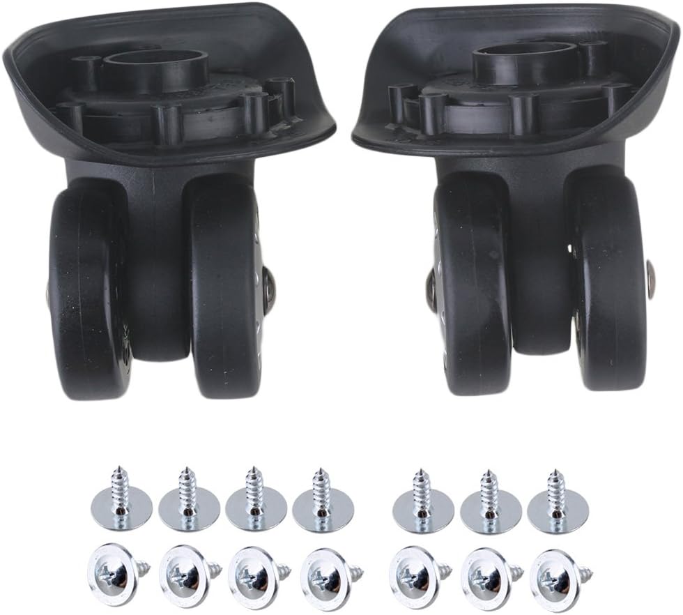 BQLZR 9.1x10x5cm Black Plastic Left&Right Swivel Luggage Suitcase Caster Wheels with 7 Holes