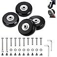 40mm Set of 4 Luggage Suitcase Replacement Wheels for Trolley Case Wheels Travel Bags Caster Inline Roller Skating Roller Swivel Rubber Wheels Bearings Repair Kits with Axles 30mm&35mm&60mm