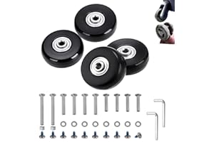 EVARSOL 40mm Set of 4 Luggage Suitcase Replacement Wheels for Trolley Case Travel Bags Caster Inline Roller Skating Swivel Rubber Wheels Bearings Repair Kits with Axles 30mm&35mm&60mm