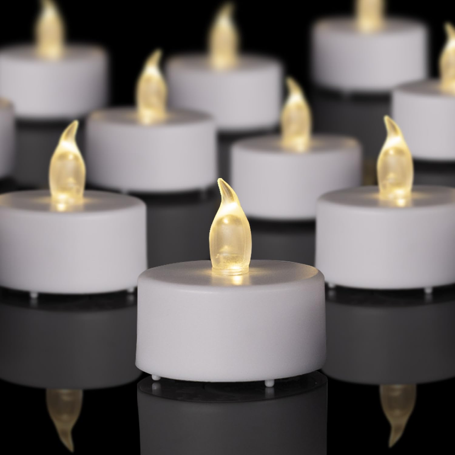 Photo 1 of PUNPUBA LED Tea Lights Candles- 24Pack Flameless Candles Realistic and Bright Flickering Long Lasting 200Hours for Holiday Celebration,Party, Home Decoration WarmWhite,Battery Operated