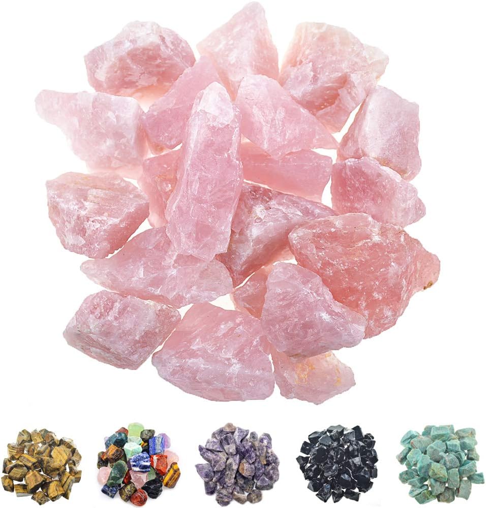 FORBY 1 lb Bulk Rose Quartz Rough Stones - Large 1" Natural Raw Stones Crystal for Tumbling, Cabbing, Fountain Rocks, Decoration,Polishing, Wire Wrapping, Wicca & Reiki Crystal Healing: Home & Kitchen