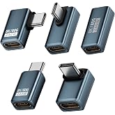 Poyiccot 80Gbps USB C 90 Degree Adapter【240W Charging/ 8K@60Hz Video】 90 Degree USB C Adapter Right Angle Type C Extender Compatible for Thunderbolt 5/4, iPhone 16, Steam Deck,5-Pack