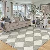 PureCozy 6x9 Checkered Area Rugs for Living Room Grey Machine Washable Large Rug Non-Slip Stain Resistant Low Pile Boho Accent Indoor Throw Carpet for Bedroom Dining Room Classroom