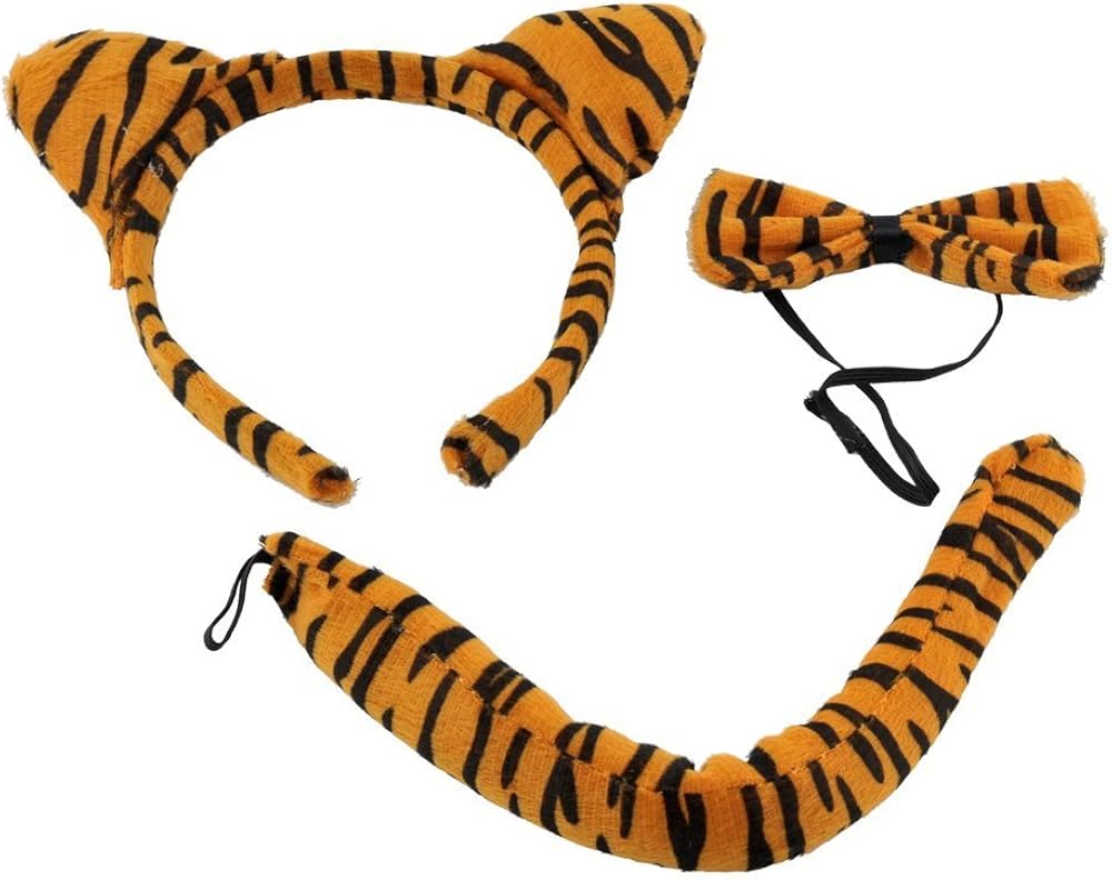 Pretty Cool - Tiger Print Ears, Tail and Bow Tie Set: Amazon.co.uk