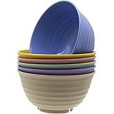 MKYHBOO Cereal Bowls Set, 37oz Unbreakable Wheat Straw Bowls Set, 6 Pcs Reusable Plastic Soup Bowls, Deep Lightweight Bowl Sets