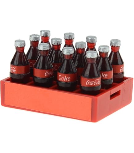 Miniatures Maison De Poupée - Lot De 12 Canettes Coca-Cola Avec Décor - Résine - Neuf