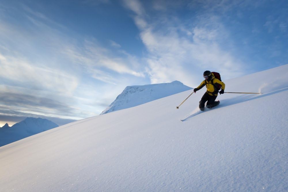 Amazon Com Skier Skiing Powder Snow Above Thompson Pass On Girls Mountain Near Valdez Chugach Mountains Winter In Southcentral Alaska Poster Print By Joe Stock Design Pics 17 X 11 Posters Prints