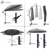 VOUNOT 3m Cantilever Parasol Banana Garden Patio Umbrella Grey with Crank view 5