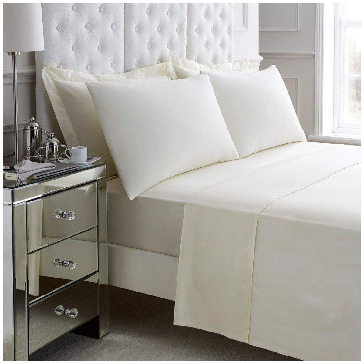 Gaveno Cavalia Soft and Luxurious 200 Thread Count Egyptian Cotton Flat Sheet Cream Double — image 1