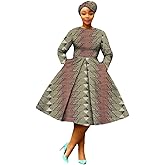 African Dashiki Dresses for Women Party Flower Floral Fashion Culture Vintage+Headwrap 35×45 inch
