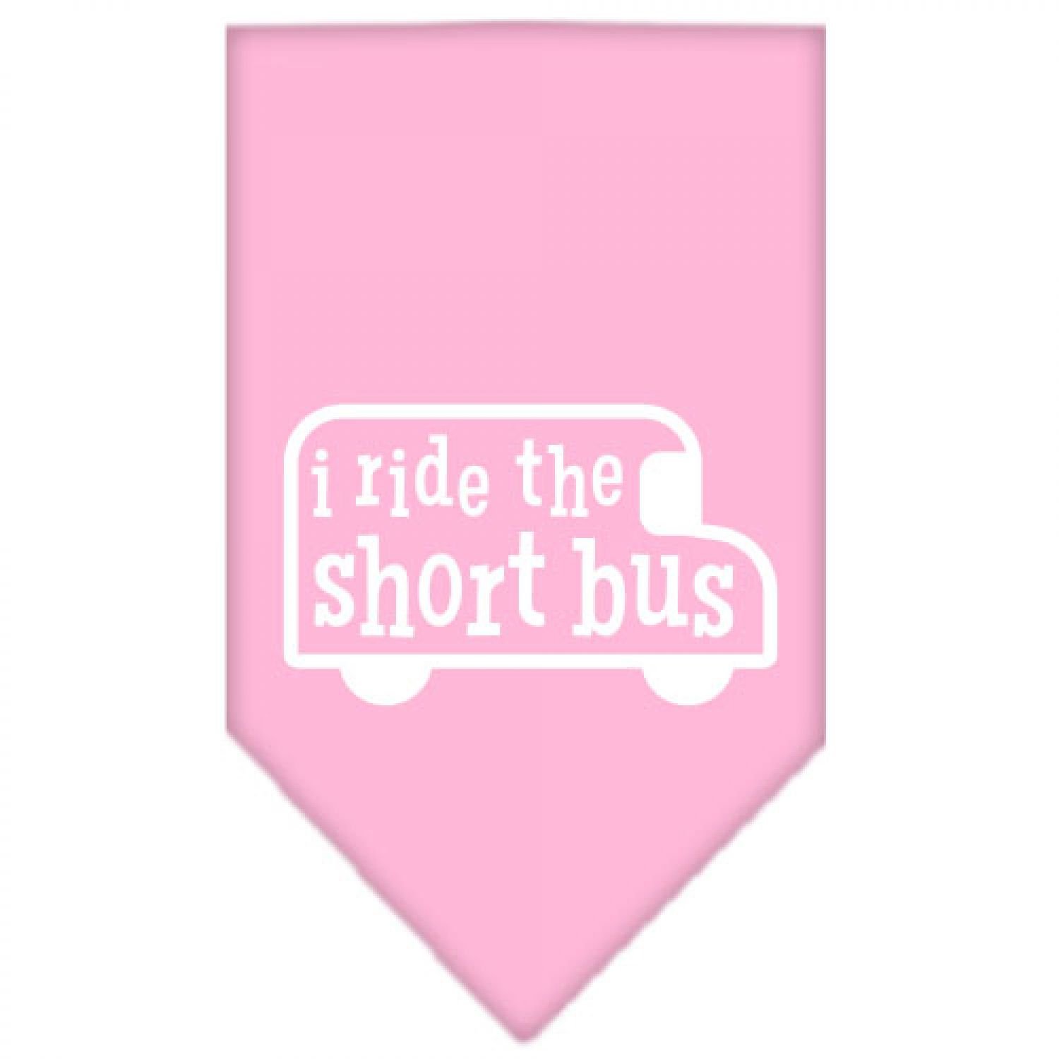 Mirage Pet Products I Ride The Short Bus Screen Print Bandana, Small, Light Pink