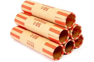 BEAM TECHNOLOGY Beam Coin Wrappers Preformed, 216 Penny Coin Wrappers, Heavyweight, Durable, Crimped Bottom, Color Coded, ABA Standard, Coin Roll Wrapper (Pennies, 216)