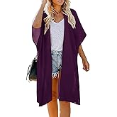 Indian Trendy Women's Solid Puff Sleeve Kimono Long Cardigan Loose Cover Up Casual Blouse Top Chiffon