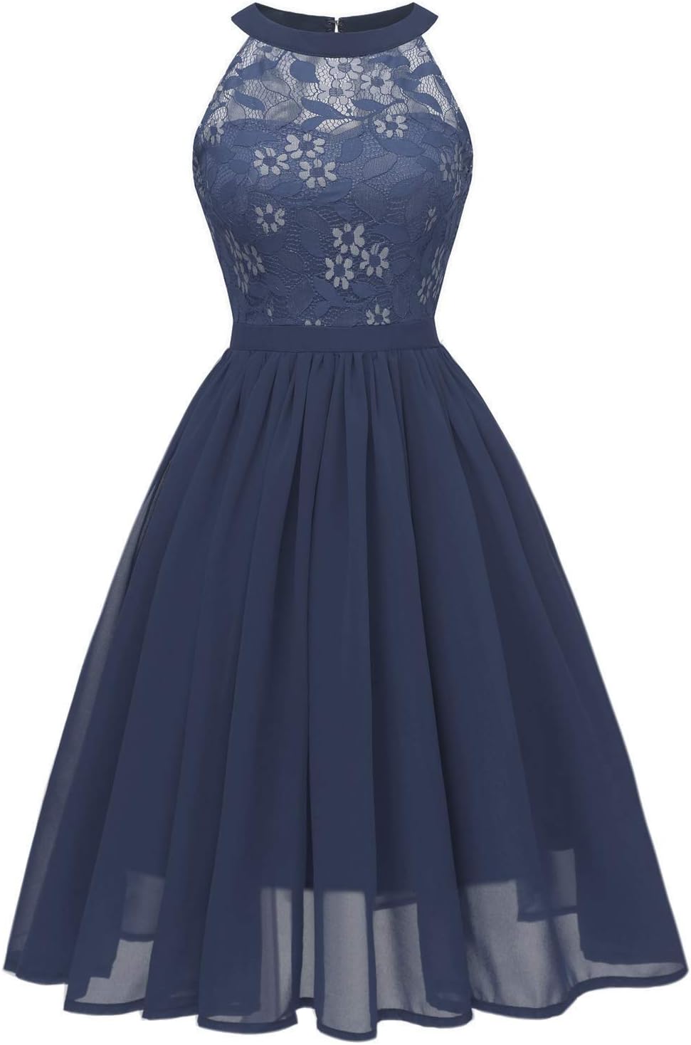 Empire Women's Floral Crochet Lace High Neck Swing Cocktail Party Dress