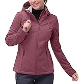 33,000ft Women's Softshell Jacket with Hood Waterproof Lightweight Windbreaker Windproof Rain Shell Jacket for Outdoor Hiking