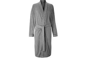 HOLOVE Men's Pure Cotton Bathrobe Lightweight Kimono and Hooded Spa Robes Soft Sleepwear
