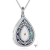 URONE Mustard Seed Urn Necklace for Ashes Sterling Silver Flower Pendant Memorial Gifts Keepsake Memory Cremation Jewelry for Women