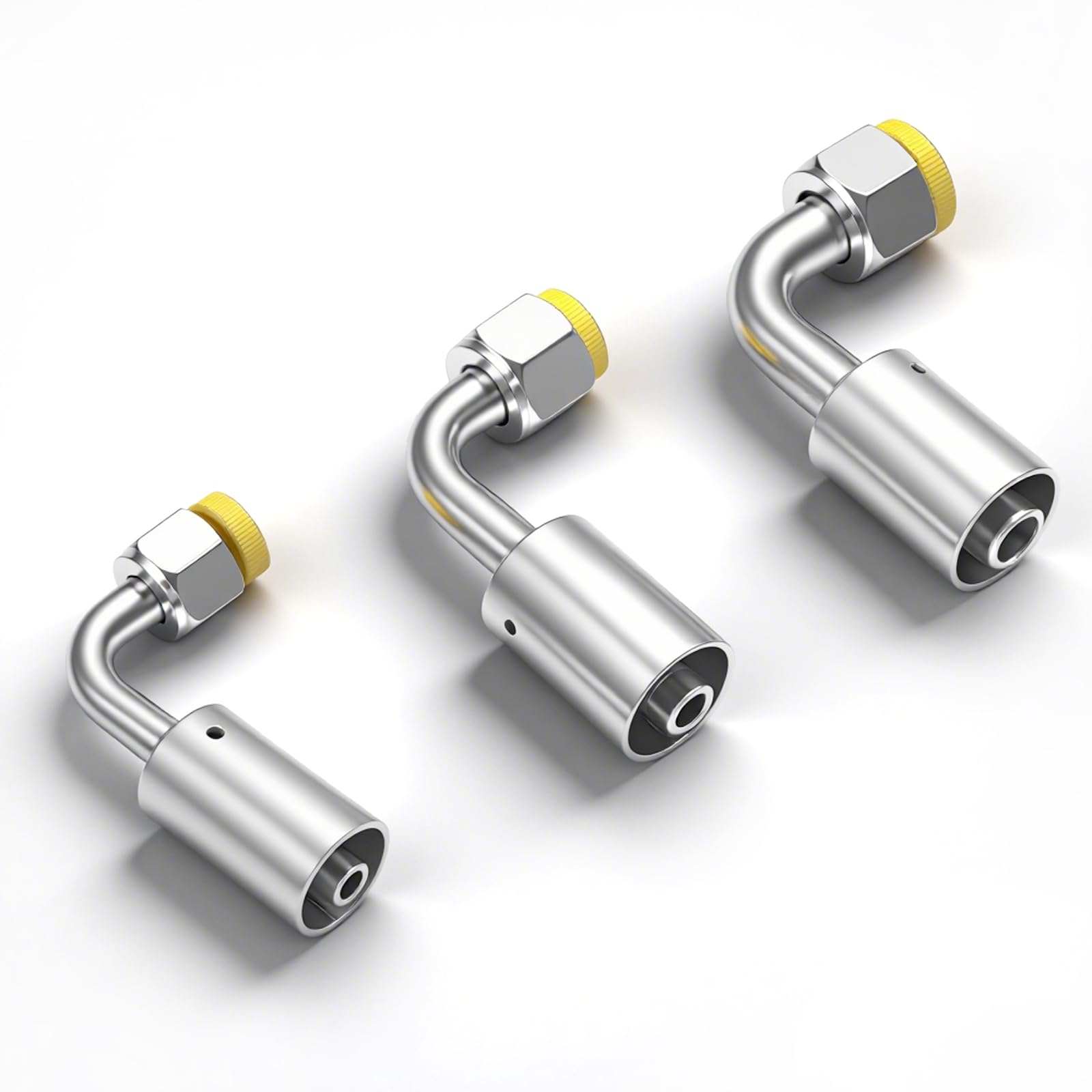 Photo 1 of 3PCS Air Conditioning #6#8#10 Sliver AC Fitting Set Female Oring Beadlock 90 Degree (90 degrees)