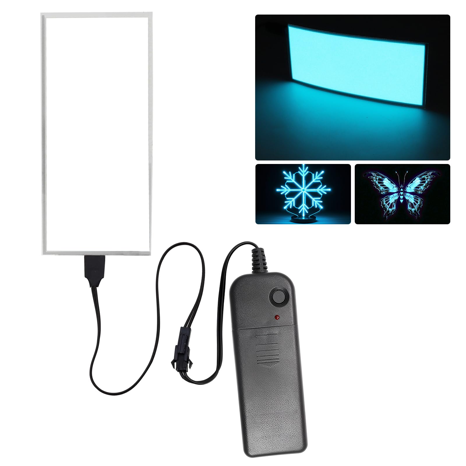 Electroluminescent EL Panel Light，10cm x 10cm DIY EL Cuttable Paper Lamp for Decoration/Cosplay/Warning 3 Modes:Constant Bright/Fast Flashing/Slow Flashing (Ice Blue, 12x5 cm) — image 1