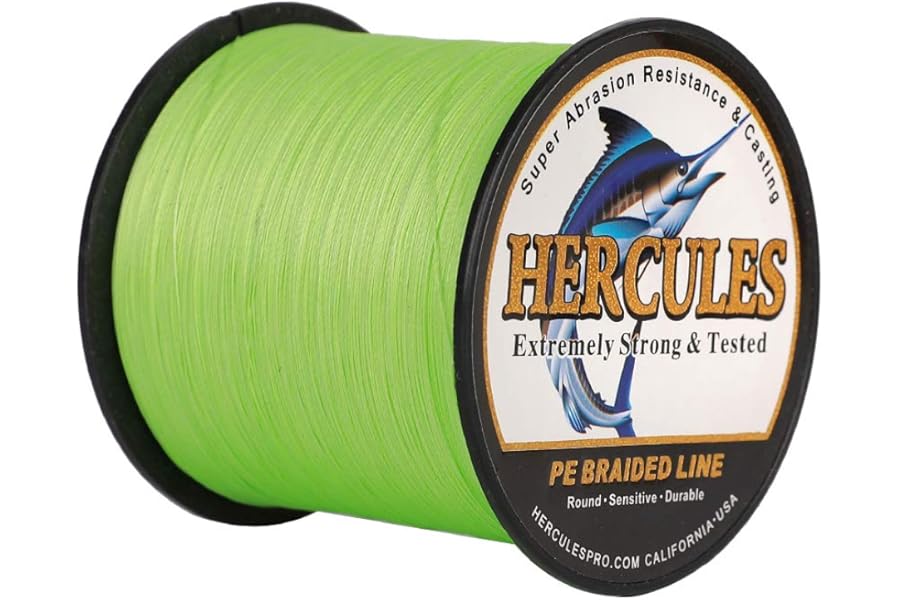 HERCULES Cost-Effective Super Strong 4 Strands Braided Fishing Line 6LB to 100LB Test for Salt-Water, 109/328 / 547/1094 Yards (100M / 300M / 500M / 1000M), Diam# 0.08MM - 0.55MM, Hi-Grade