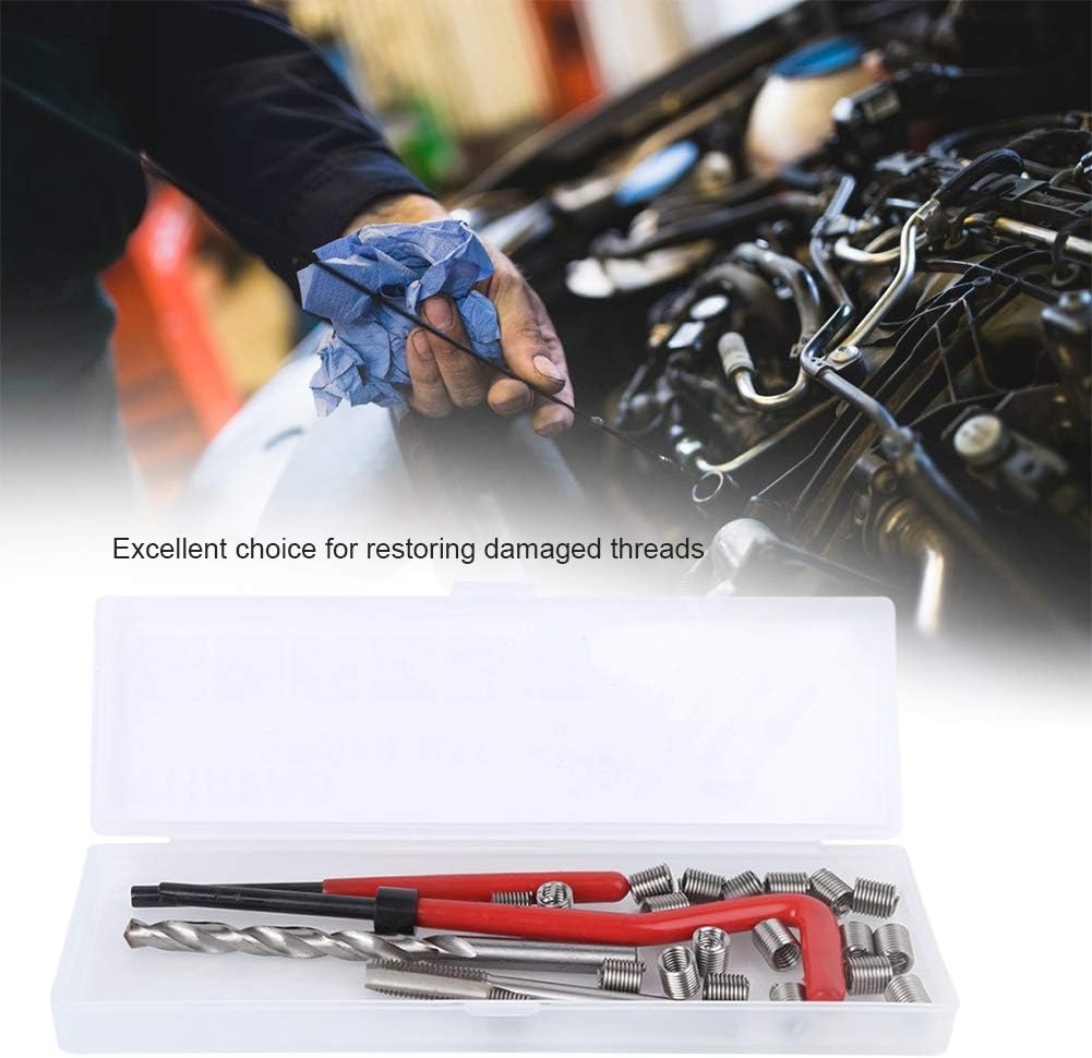 25Pcs Thread Repair Insert Kit M6 Damaged Threads Hand Tool with Thread Tap and Drill Bit for Auto Repairing: Home Improvement
