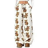 Ivicoer Women's Warm Fleece Pajama Pants Fluffy Plush Cute Printed Elastic Waist Winter Warm Soft Pj Bottoms