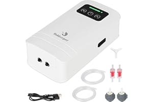 fishkeeper Aquarium Air Pump, USB Rechargeable Lithium Battery Powered Fish Tank Pump for 5-210 Gallons Portable Aquarium Bub