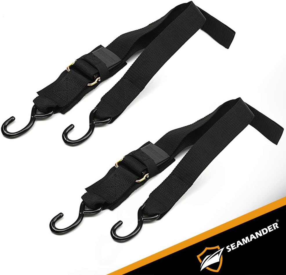 Seamander Marine Boat Trailer 2 inch Trailer Transom Tie-Down Straps (Black, 2-Piece): Automotive