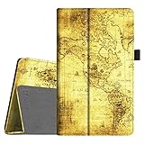 Fintie Folio Case for All-New Amazon Fire HD 8 (6th Generation, 2016 release), Slim Fit Premium Vegan Leather Standing Cover Auto Wake/Sleep for Fire HD 8 Tablet (2016 6th Gen Only), Ancient Map
