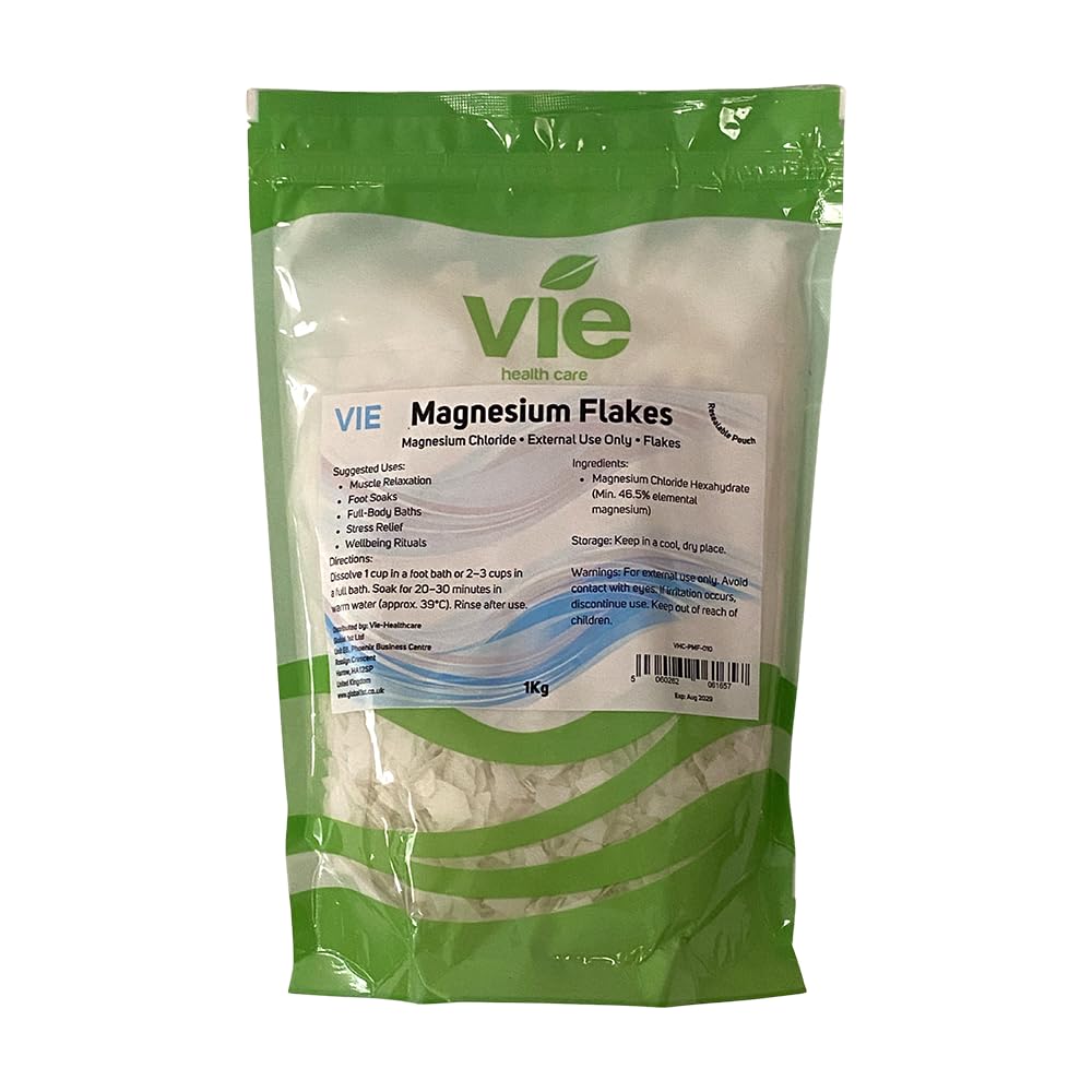 VIE Magnesium Salt Flakes, Resealable Pouch, 1Kg
