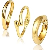 Tuntwcc Chunky Gold Bracelets for Women - 3Pcs 14k Gold Plated Big Stackable Bangles Set, Trendy Cuff Bracelet Stack Fashion Womens Jewelry Gifts