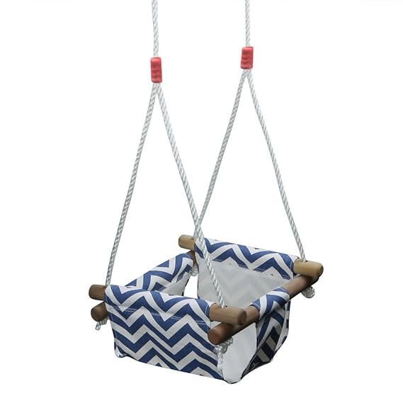 Pellor Outdoor Indoor Kinder Schaukel Hängesessel Hängesitz hängematte Schaukel mit Einstellbare Seil Kleinen Korb (Blau)