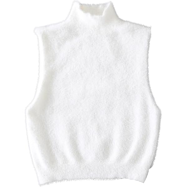 トップス THE RERACS SCARF COLLAR PULLOVER VEST Verdusa Women's Mock Neck Sleeveless Fuzzy Knit Crop Tank