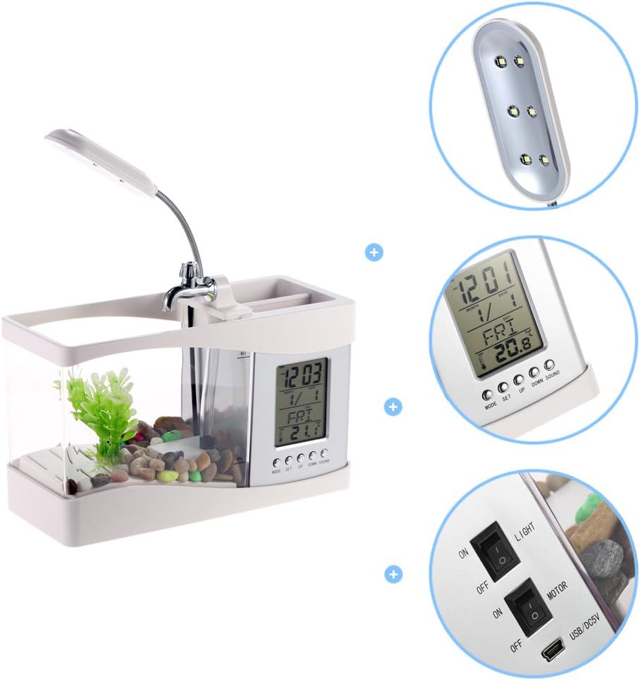 usb desktop aquarium mini fish tank with running water