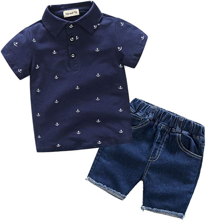 Baby Boys 2 Pieces Short Set Kids Summer Short Sleeve Outfits Toddler