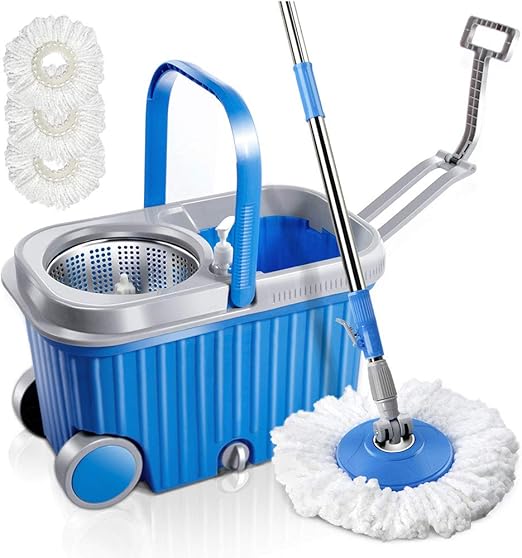 Amazon Com Mastertop Microfiber Spin Mop And Bucket Set With 3