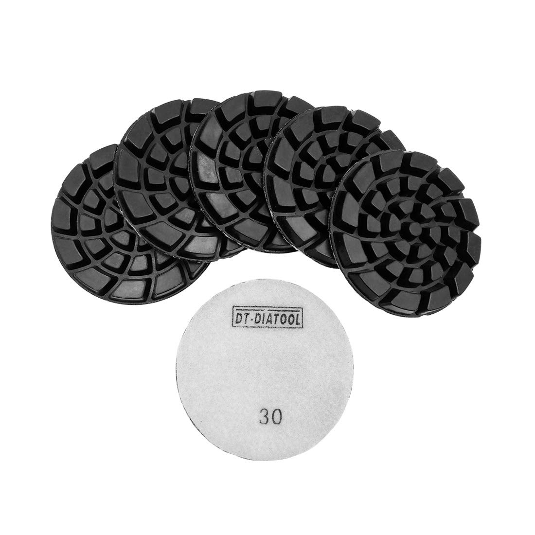 DT-DIATOOL Diamond Concrete Polishing Pads 4 Inch/100mm 6 Pieces #30 for Dry or Wet Polishing Concrete Cement Terrazzo Floor