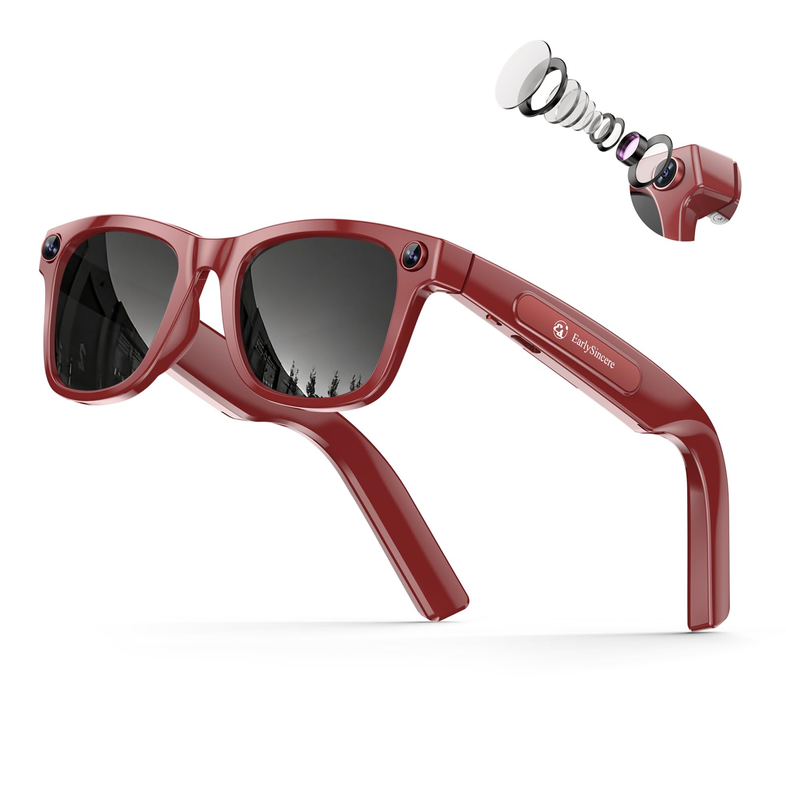 Photo 1 of Exclusive Edition – Smart Glasses With Camera: 8mp Camera Supporting 1080p Hd Video Recording, Photo/Video/Audio Recording, 410mah Battery, Includes Ai Assistant, Ai Translation, And Bluetooth Calling