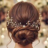 CASDRE Star Rhinestone Hair Vine Gold Moon Headpiece Bridal Headband Crystal Bride Wedding Hair Accessories for Women and Girls