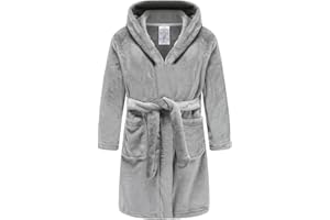 RUOGU Kids Bathrobe Hooded Plush Fleece Robe for Girls Boys